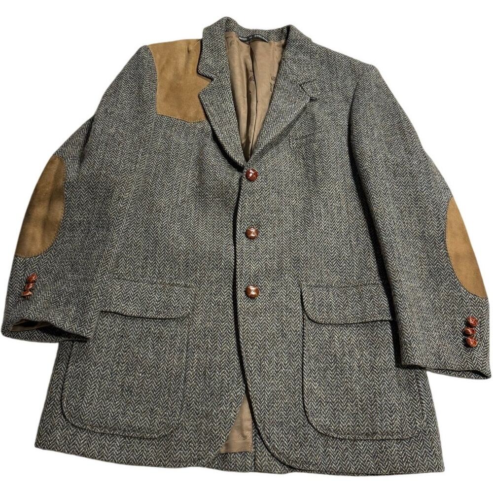 Vintage Orvis Men's Gray and Tan Blazer